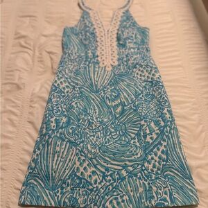 Lilly Pulitzer Blue and White Backless Dress